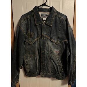 Vintage 80’s Get USED By Elie Blue Jean & Print Denim  Jacket SIZE LARGE RARE